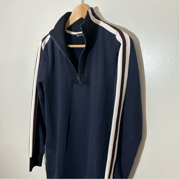 Athleta Dresses & Skirts - Athleta Crosstown Track Sweatshirt Dress Quarter Zip Blue Womens Size M